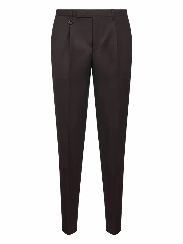 Brown Virgin Wool Slim Trousers sold by Lord & Taylor