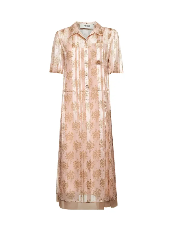 Pink Floral Chiffon Shirt Dress sold by Lord & Taylor