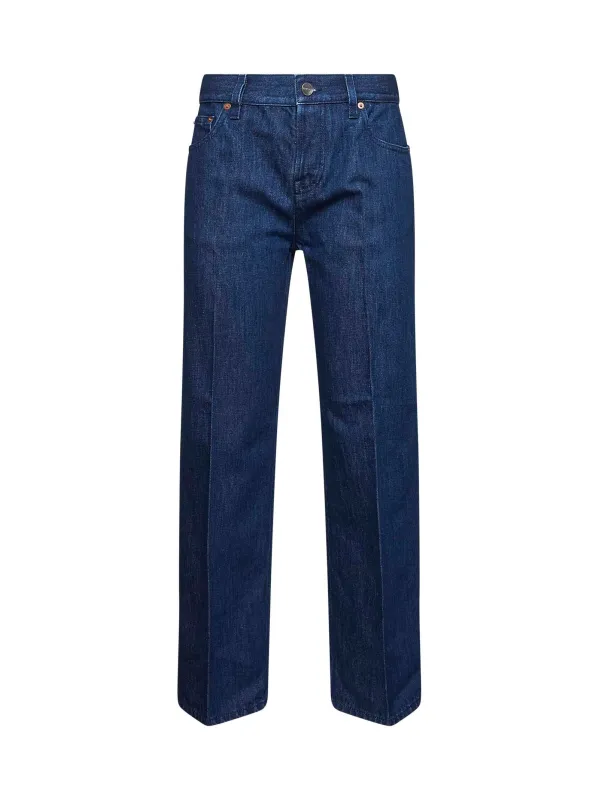 Blue Denim Straight Jeans sold by Lord & Taylor