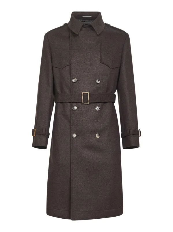 Brown Wool Double-Breasted Trench Coat sold by Lord & Taylor