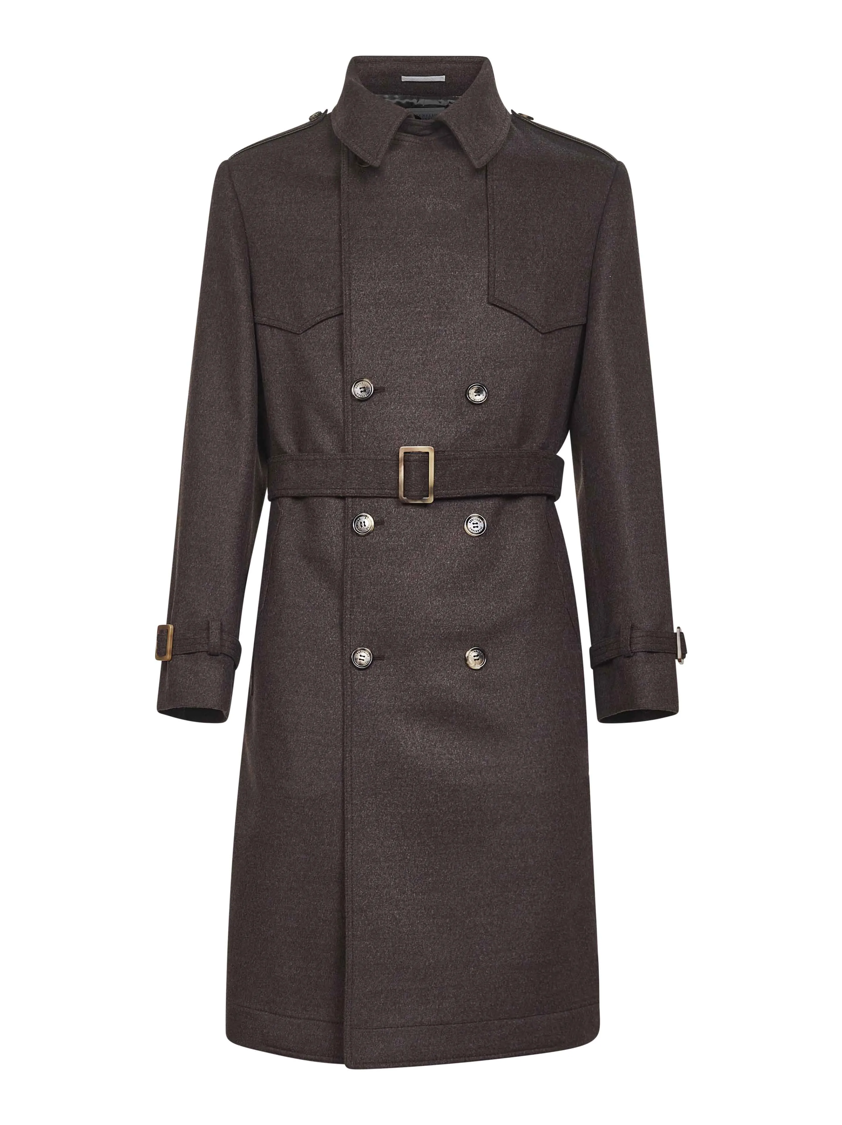 Brown Wool Double-Breasted Trench Coat sold by Lord & Taylor
