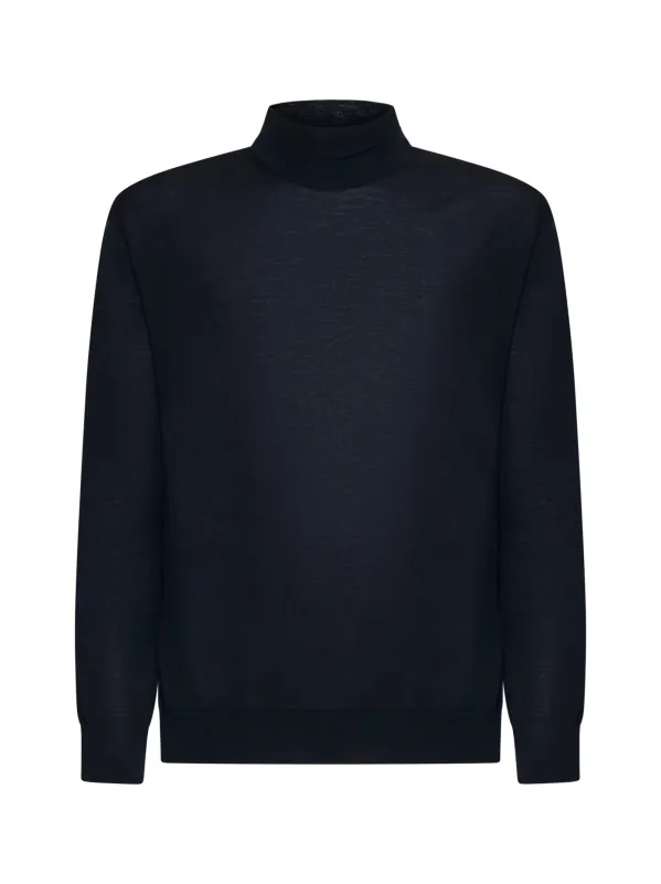 Blue Virgin Wool Mock Neck Sweater sold by Lord & Taylor