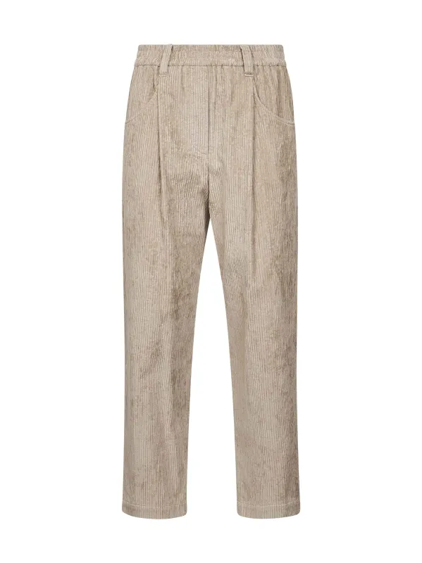 Beige Corduroy Baggy Trousers sold by Lord & Taylor