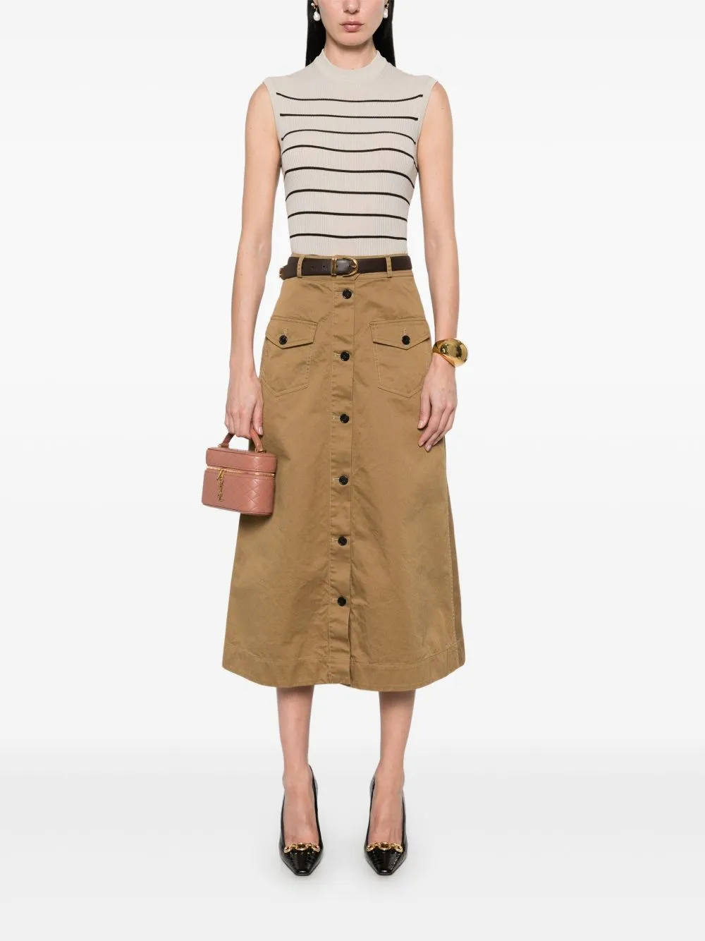 MIDI SKIRT WITH BUTTONS sold by Lord & Taylor product image thumbnail 5