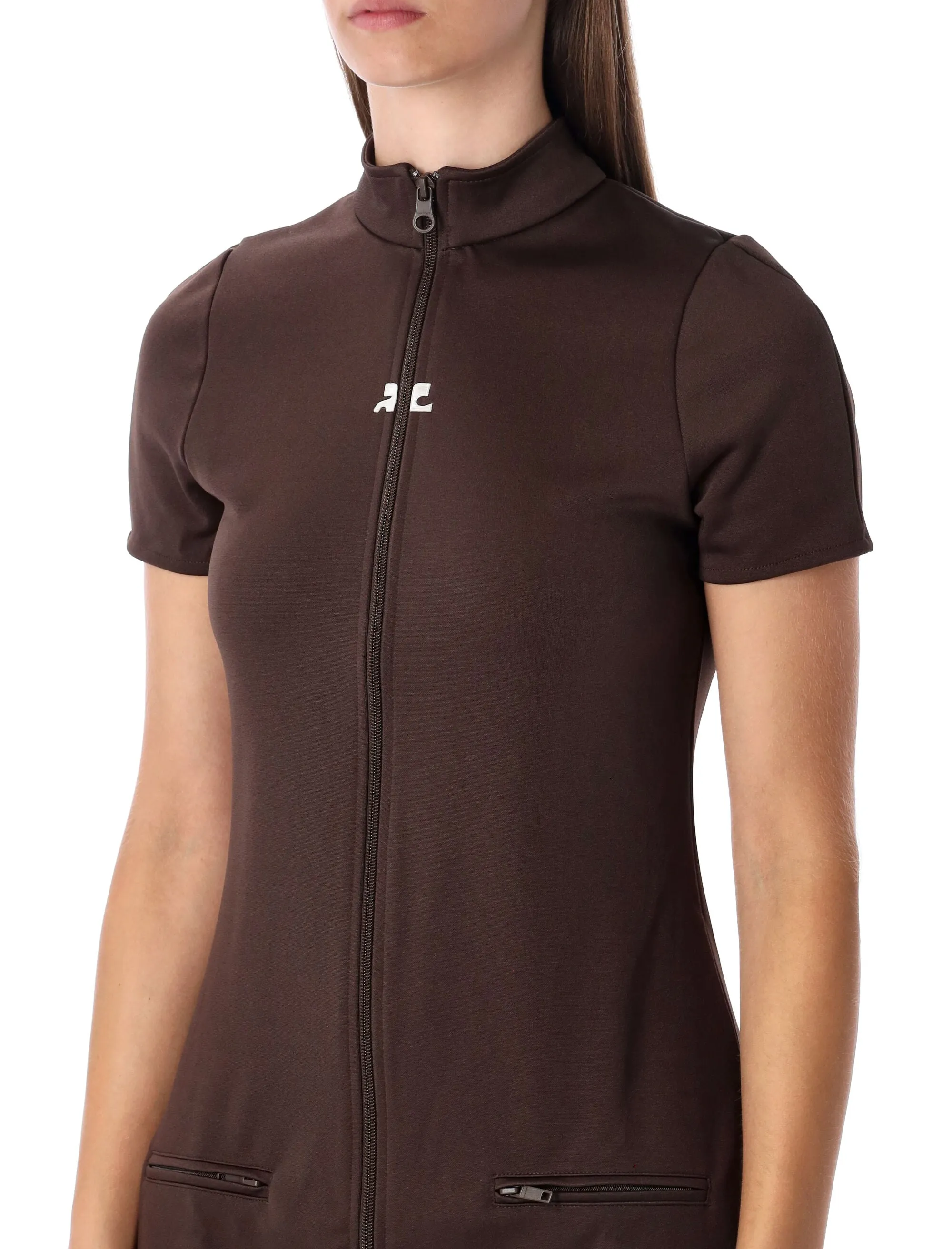 COURRÈGES BROWN INTERLOCK TRACKSUIT MINI DRESS sold by Lord & Taylor product image thumbnail 3