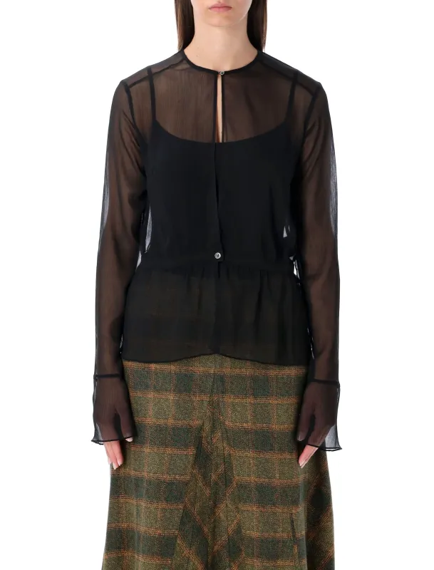 OUR LEGACY BLACK SHEER CRINKLE WAIST BLOUSE sold by Lord & Taylor