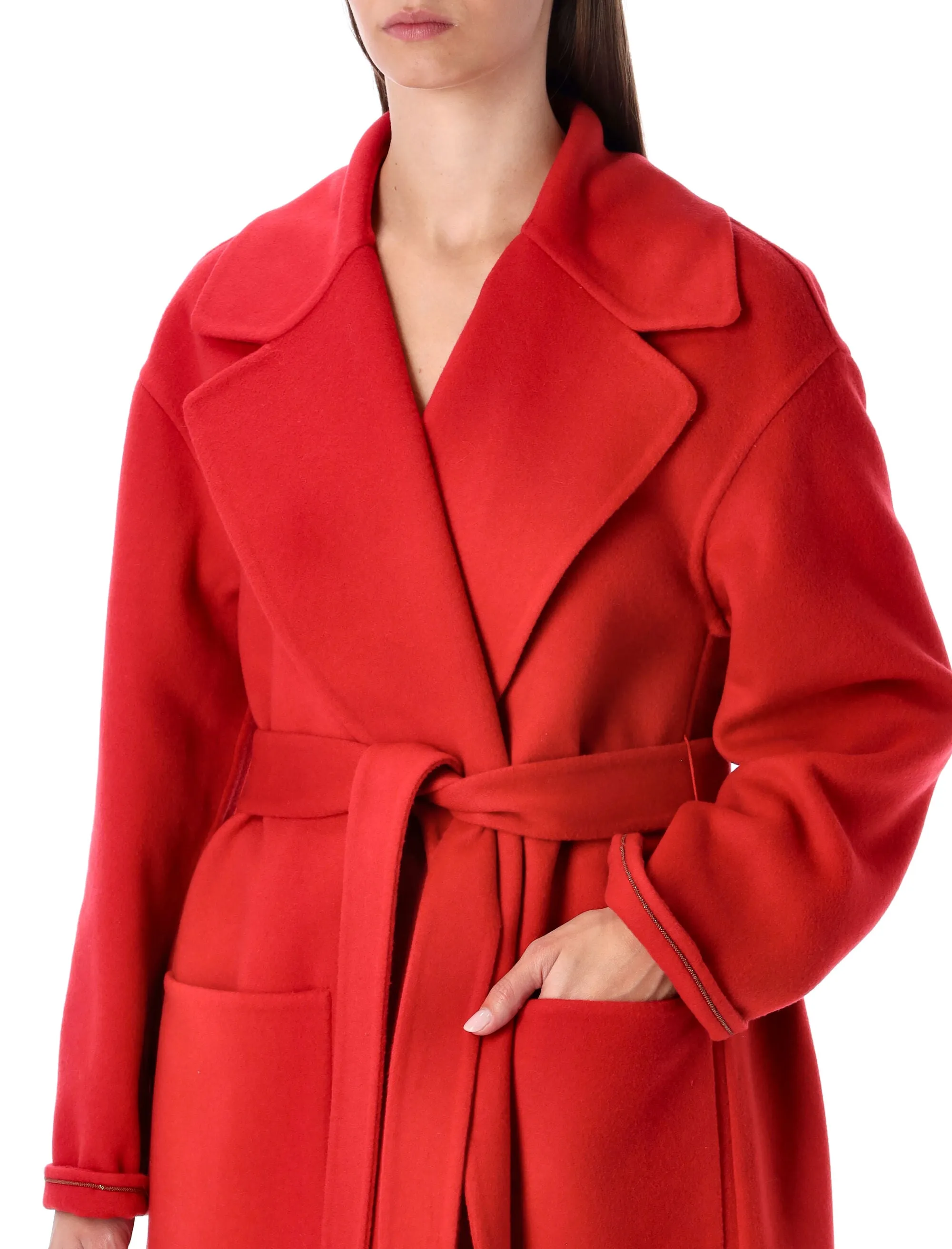 FABIANA FILIPPI RED WOOL AND CASHMERE LONG COAT sold by Lord & Taylor product image thumbnail 3
