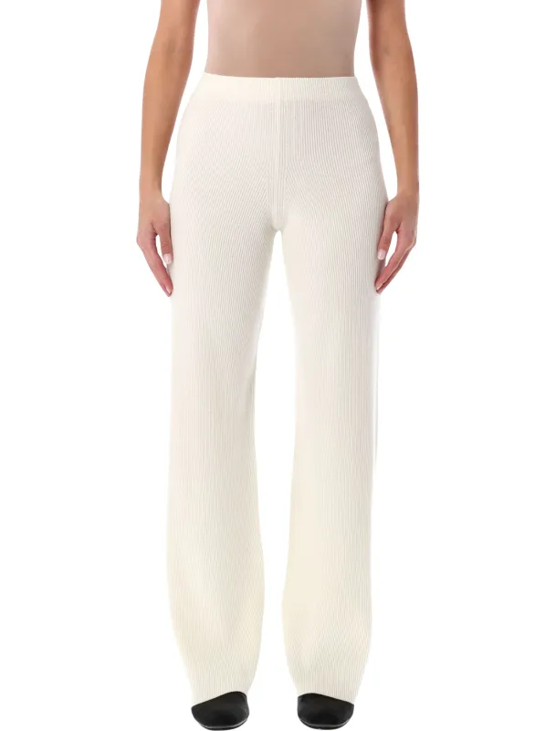 FABIANA FILIPPI IVORY RIBBED WIDE-LEG PANTS sold by Lord & Taylor