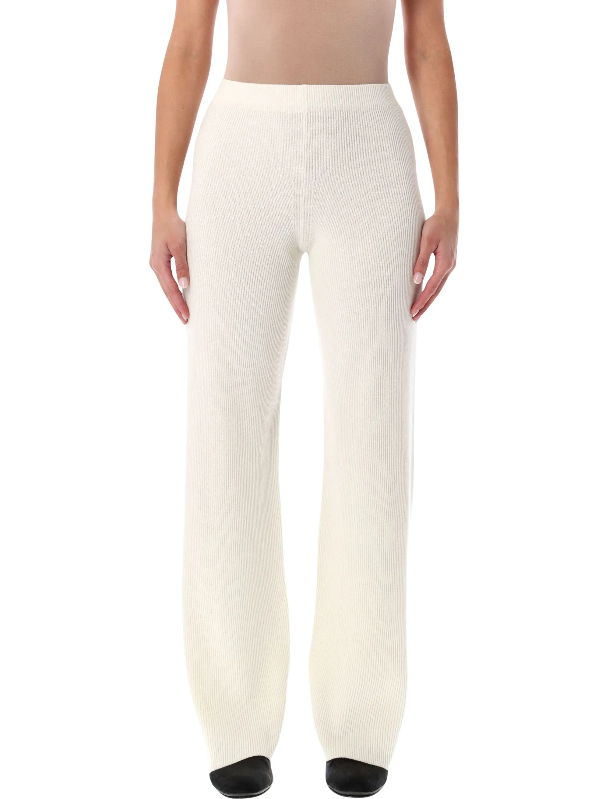 FABIANA FILIPPI IVORY RIBBED WIDE-LEG PANTS sold by Lord & Taylor