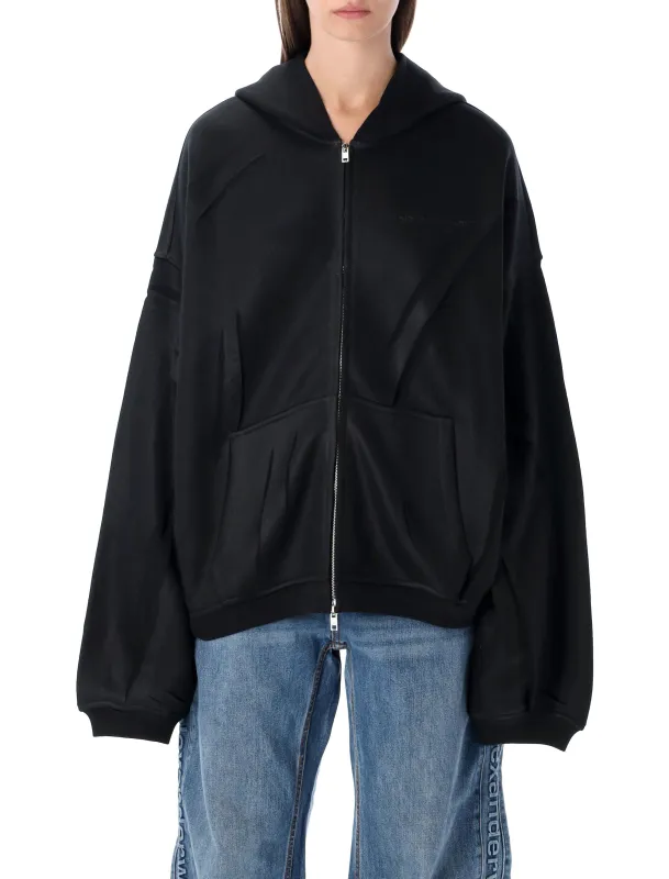 ALEXANDER WANG BLACK CRINKLED EFFECT HOODIE SWEATSHIRT sold by Lord & Taylor
