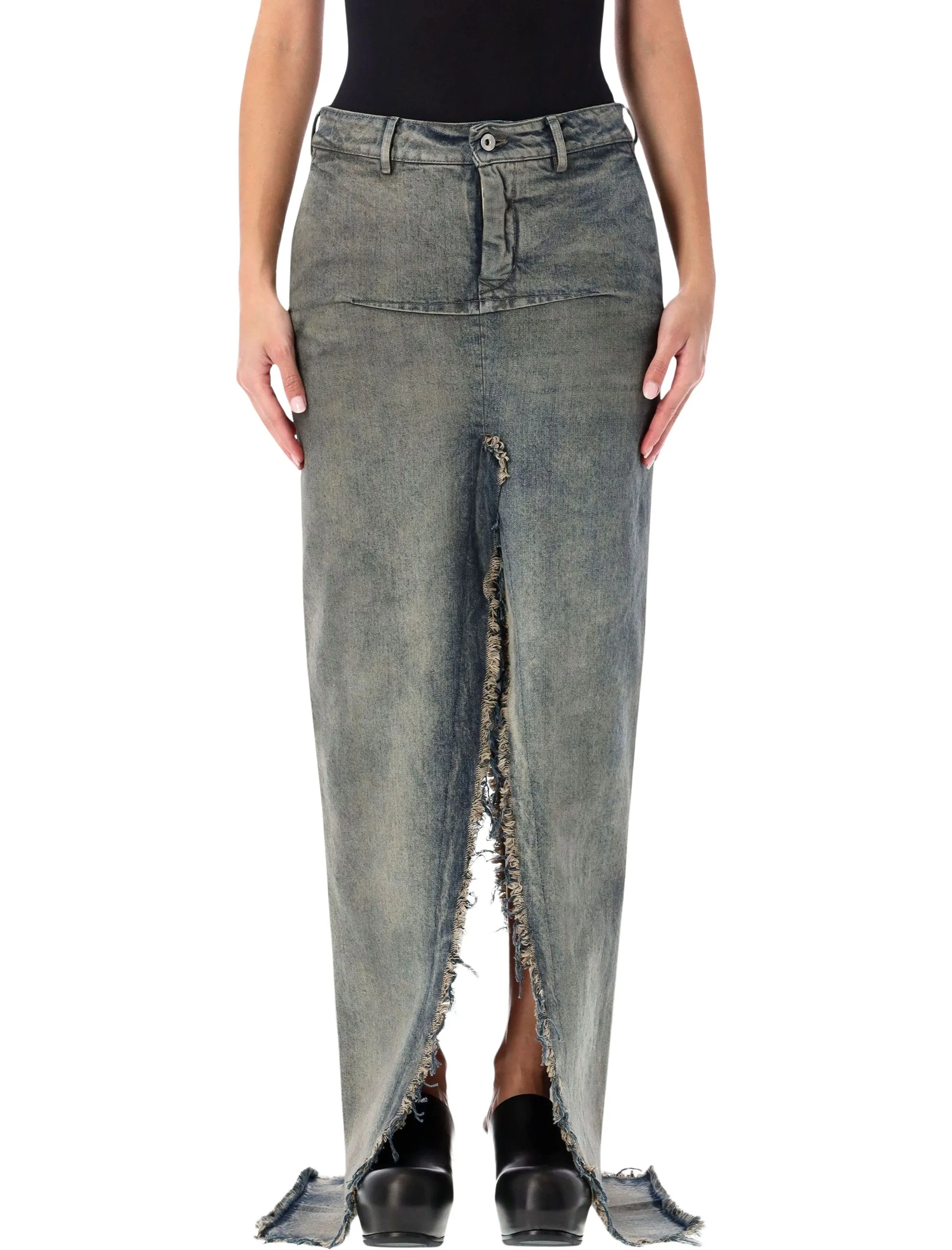 RICK OWENS LONG DENIM SLICED SKIRT sold by Lord & Taylor