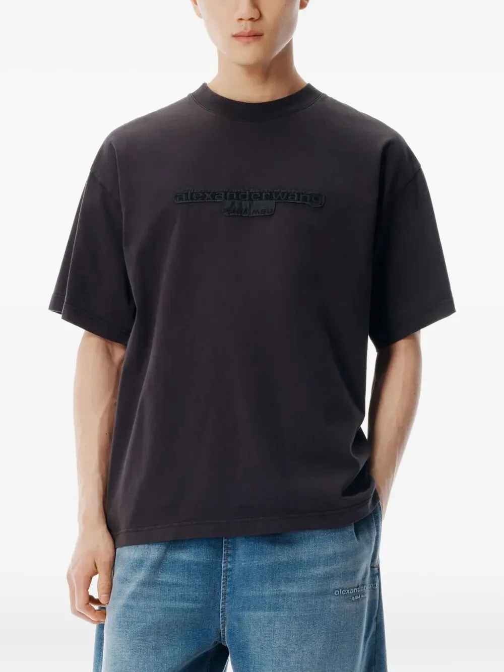 ALEXANDER WANG OVERSIZED GREY DÉLAVÉ COTTON T-SHIRT sold by Lord & Taylor product image thumbnail 4