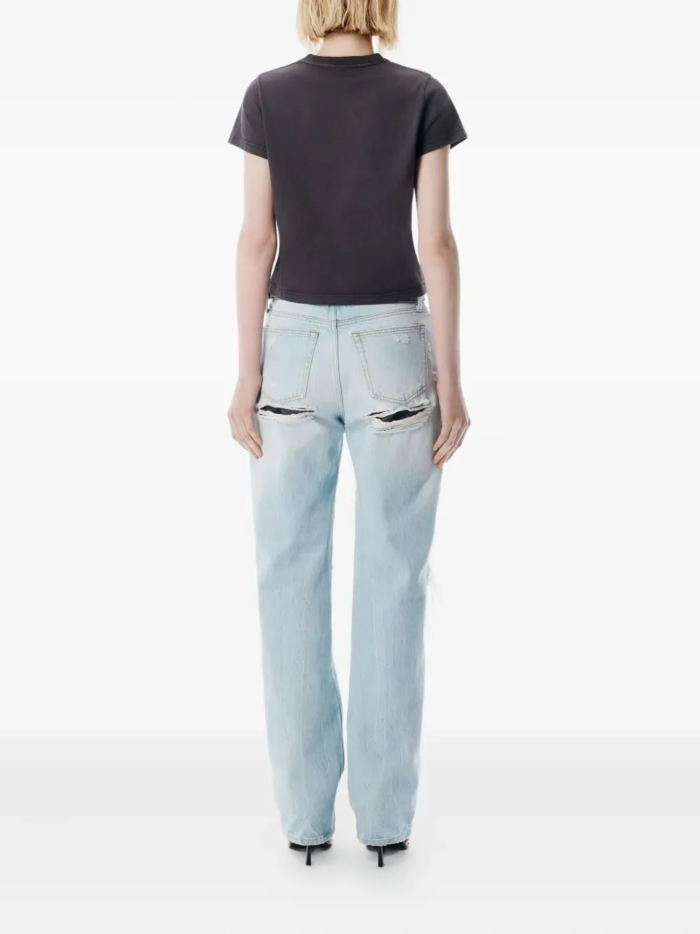 ALEXANDER WANG GREY DÉLAVÉ COTTON T-SHIRT WITH LOGO sold by Lord & Taylor product image thumbnail 3