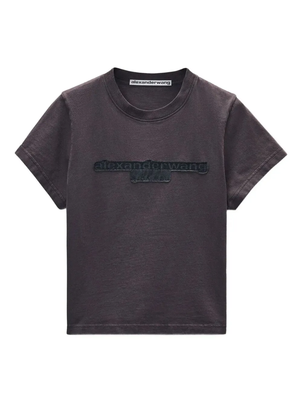 ALEXANDER WANG GREY DÉLAVÉ COTTON T-SHIRT WITH LOGO sold by Lord & Taylor