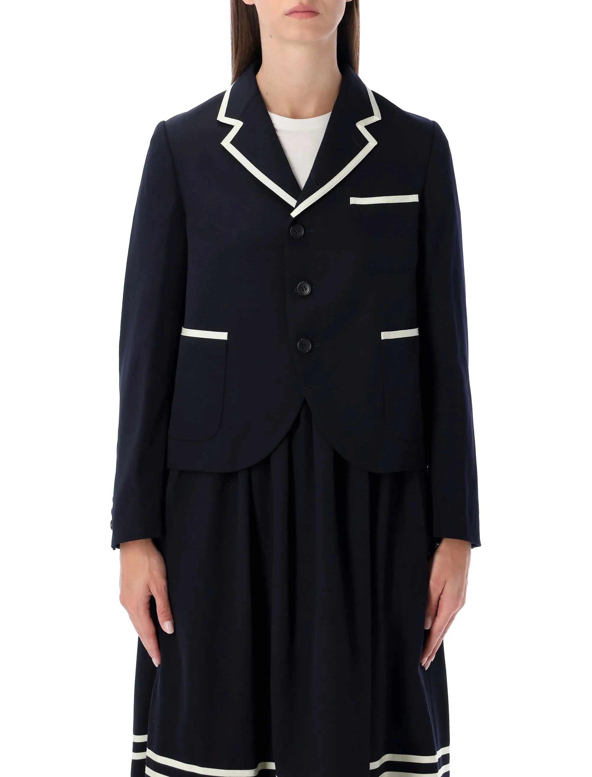 COMME DES GARÇONS GIRL WOOL BLAZER WITH CONTRAST TRIM sold by Lord & Taylor