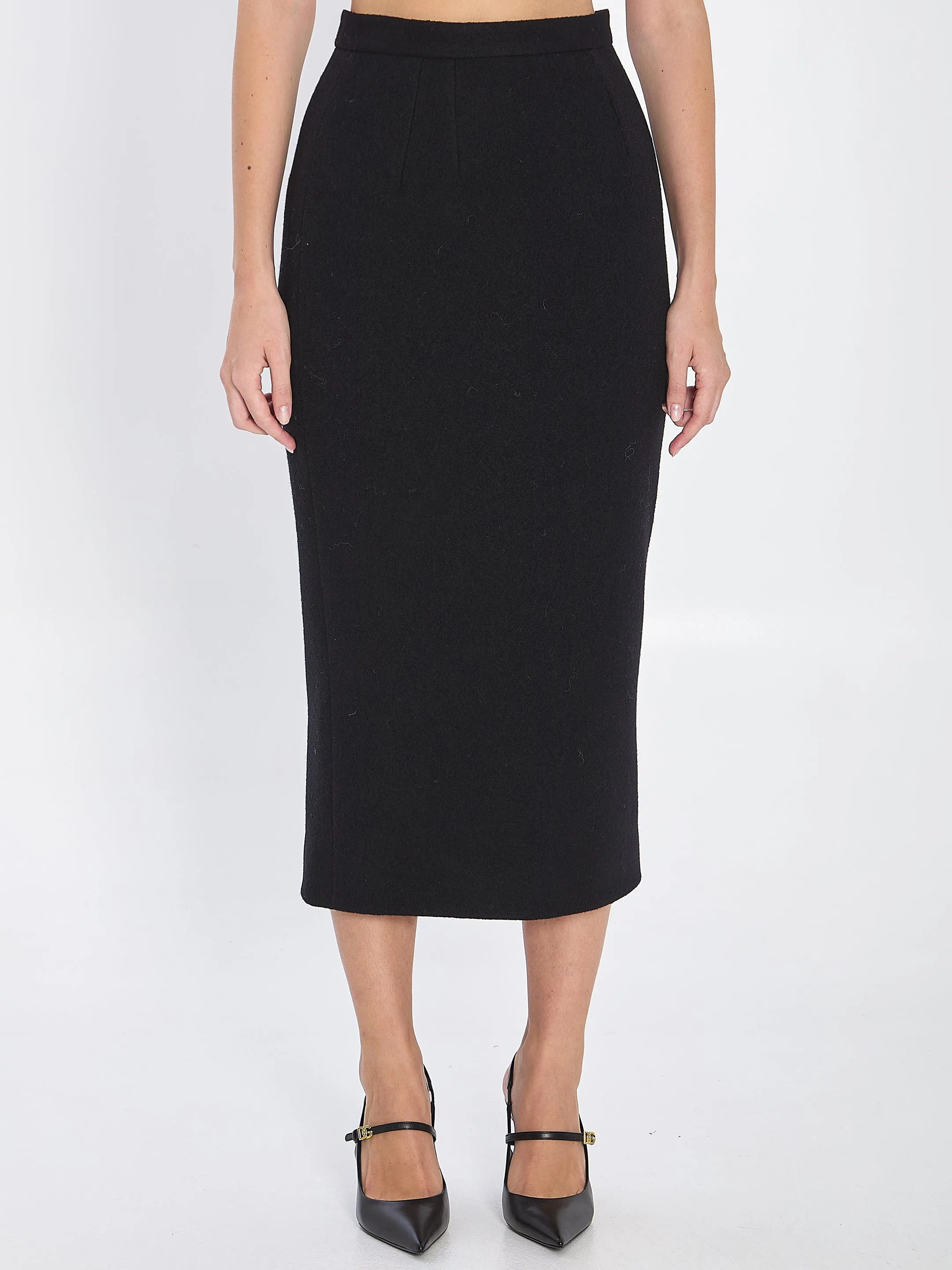 DOLCE & GABBANA BLACK WOOL PENCIL SKIRT sold by Lord & Taylor