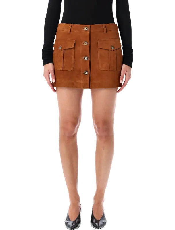 THE GARMENT BROWN SUEDE MINI SKIRT WITH BUTTONS sold by Lord & Taylor