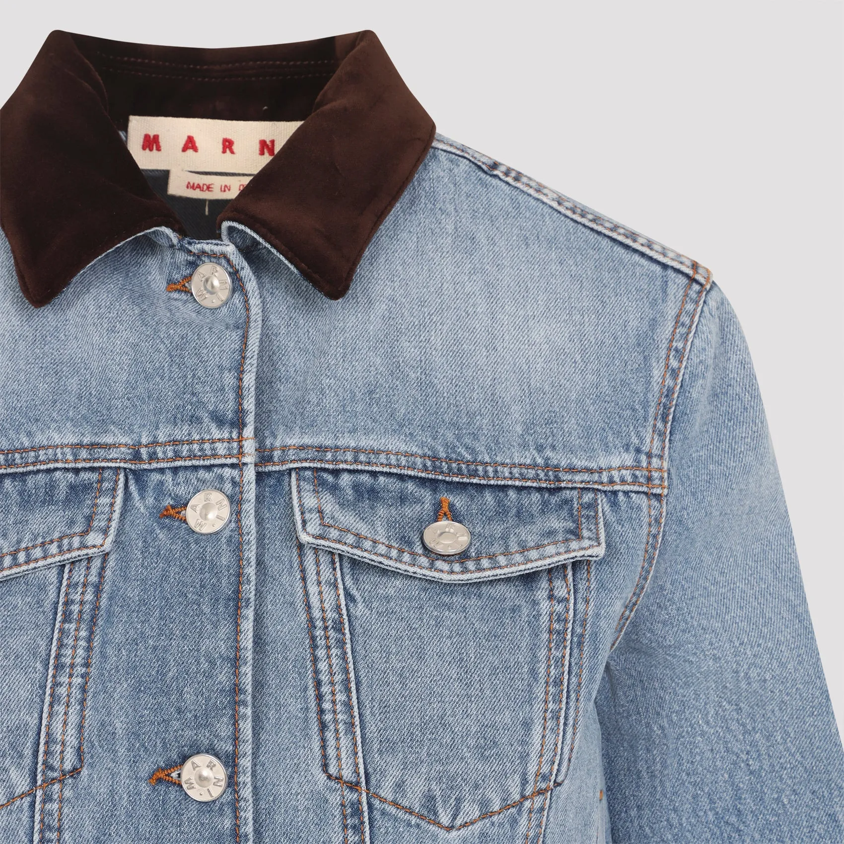 DEEP BLUE COTTON WASHED BULL DENIM TRUCKER CROPPED JACKET sold by Lord & Taylor product image thumbnail 4