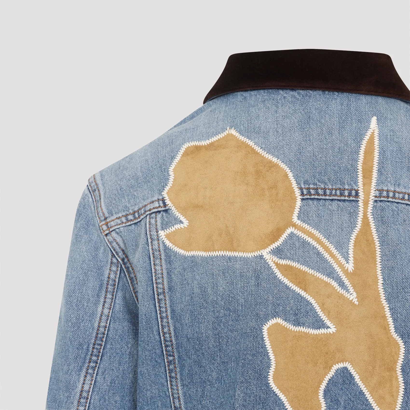 DEEP BLUE COTTON WASHED BULL DENIM TRUCKER CROPPED JACKET sold by Lord & Taylor product image thumbnail 5