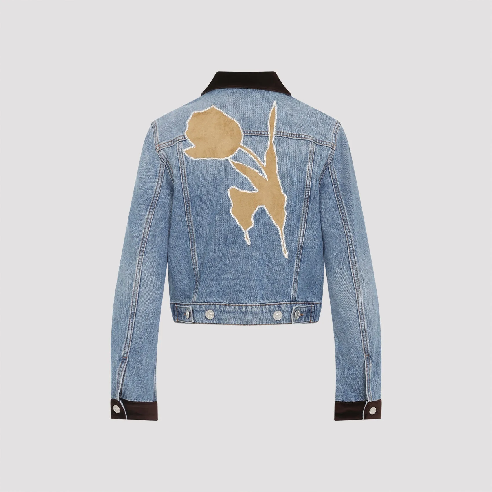 DEEP BLUE COTTON WASHED BULL DENIM TRUCKER CROPPED JACKET sold by Lord & Taylor product image thumbnail 3