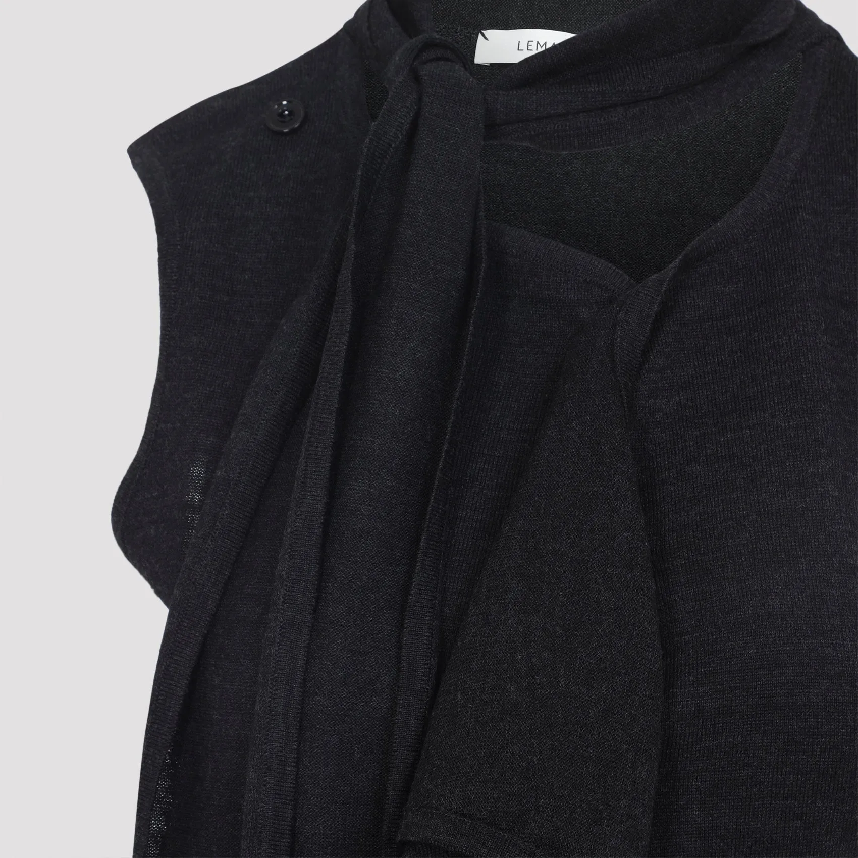 ANTHRACITE GREY WOOL ASYMMETRICAL SLEEVELESS CARDIGAN sold by Lord & Taylor product image thumbnail 4