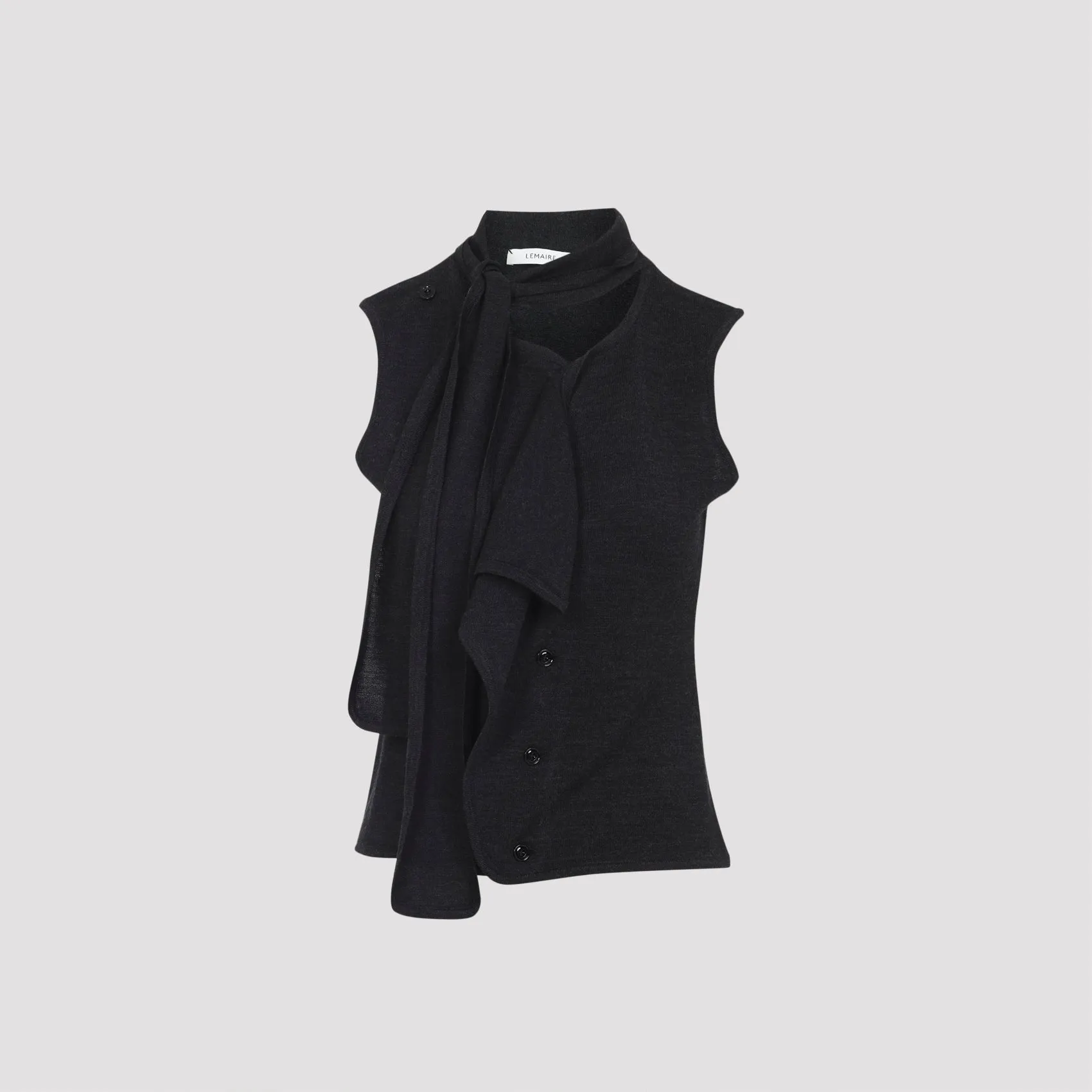 ANTHRACITE GREY WOOL ASYMMETRICAL SLEEVELESS CARDIGAN sold by Lord & Taylor product image thumbnail 2
