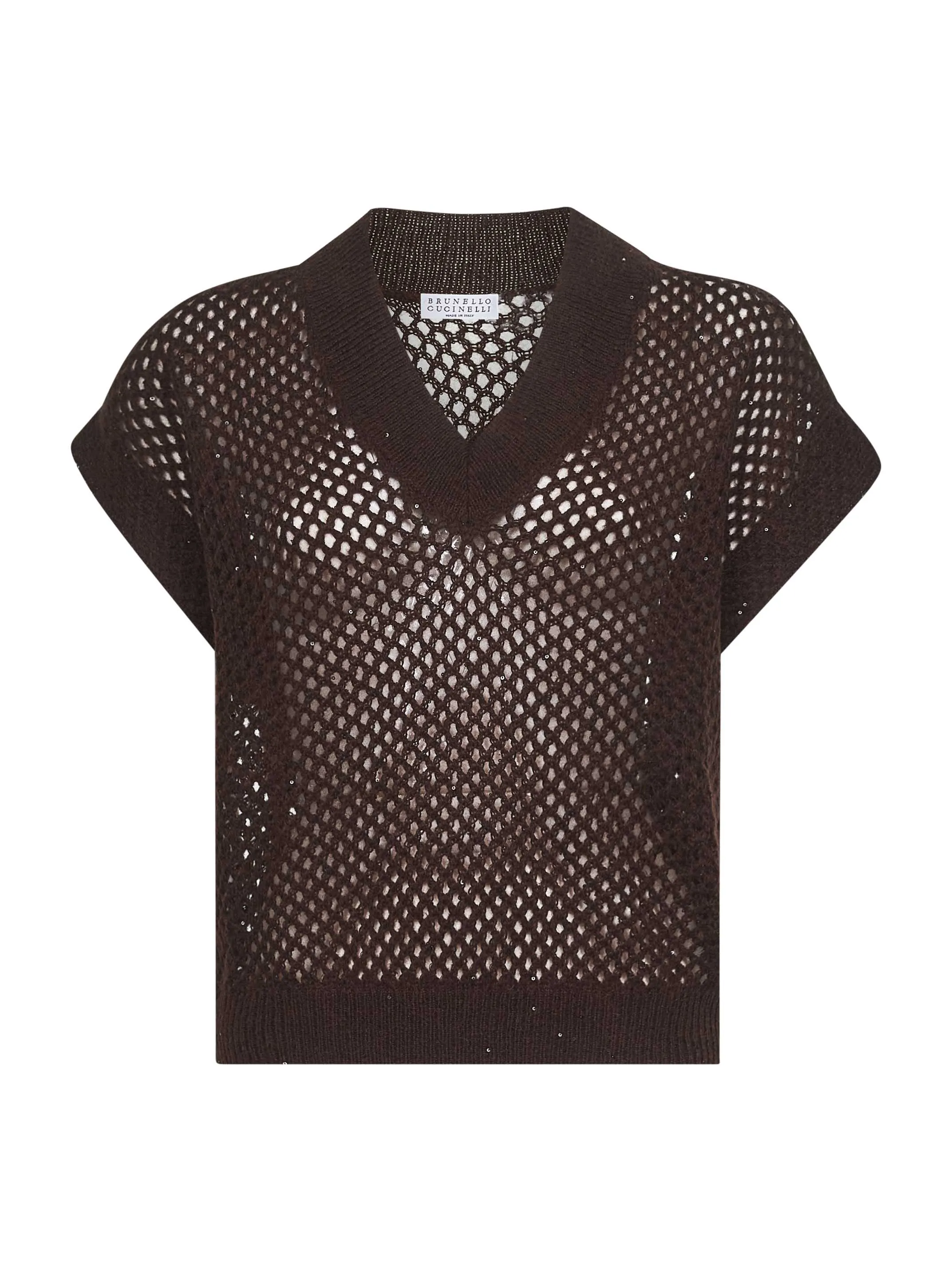 Brown Dazzling Mesh V-Neck Sweater sold by Lord & Taylor product image thumbnail 2