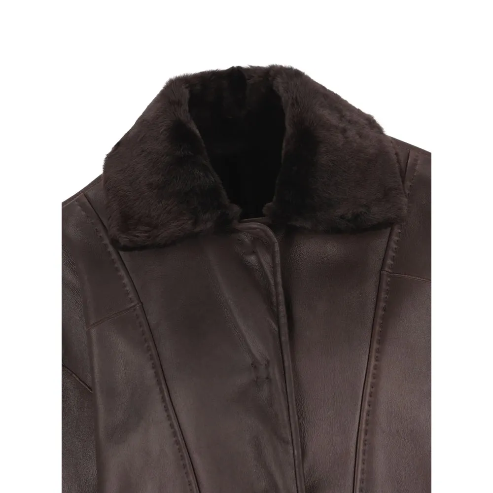 Brown Sheepskin Coat with Shearling Collar sold by Lord & Taylor product image thumbnail 2