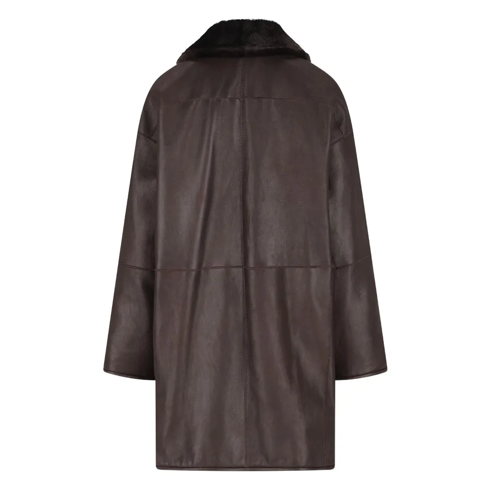 Brown Sheepskin Coat with Shearling Collar sold by Lord & Taylor product image thumbnail 4
