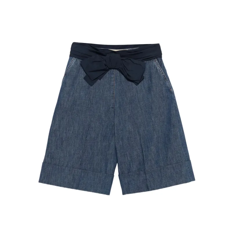 Blue Denim Shorts with Bow Detail made by Valentino