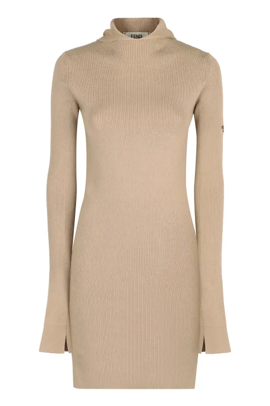 Beige Hooded Silk-Wool Knit Dress sold by Lord & Taylor