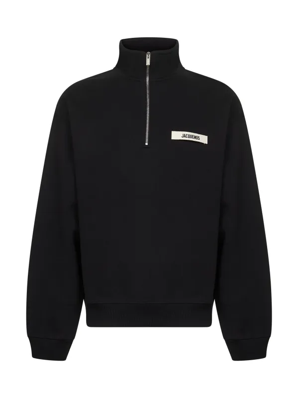 Black Gros Grain Zipped Rollneck Sweatshirt sold by Lord & Taylor