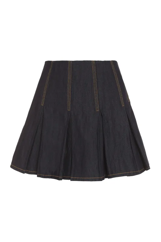 Pleated Denim Mini Skirt sold by Lord & Taylor