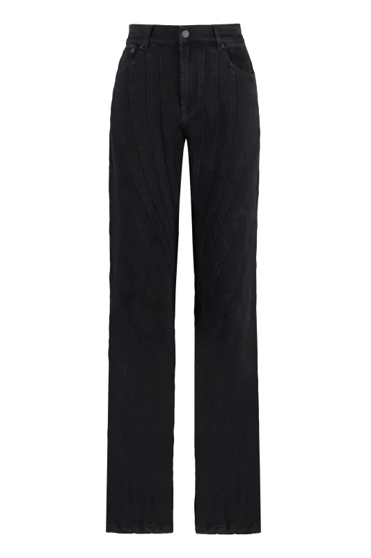 Black 5-Pocket Straight-Leg Jeans made by Mugler