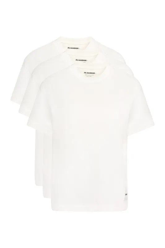 Set of Three White Cotton T-Shirts made by Jil Sander