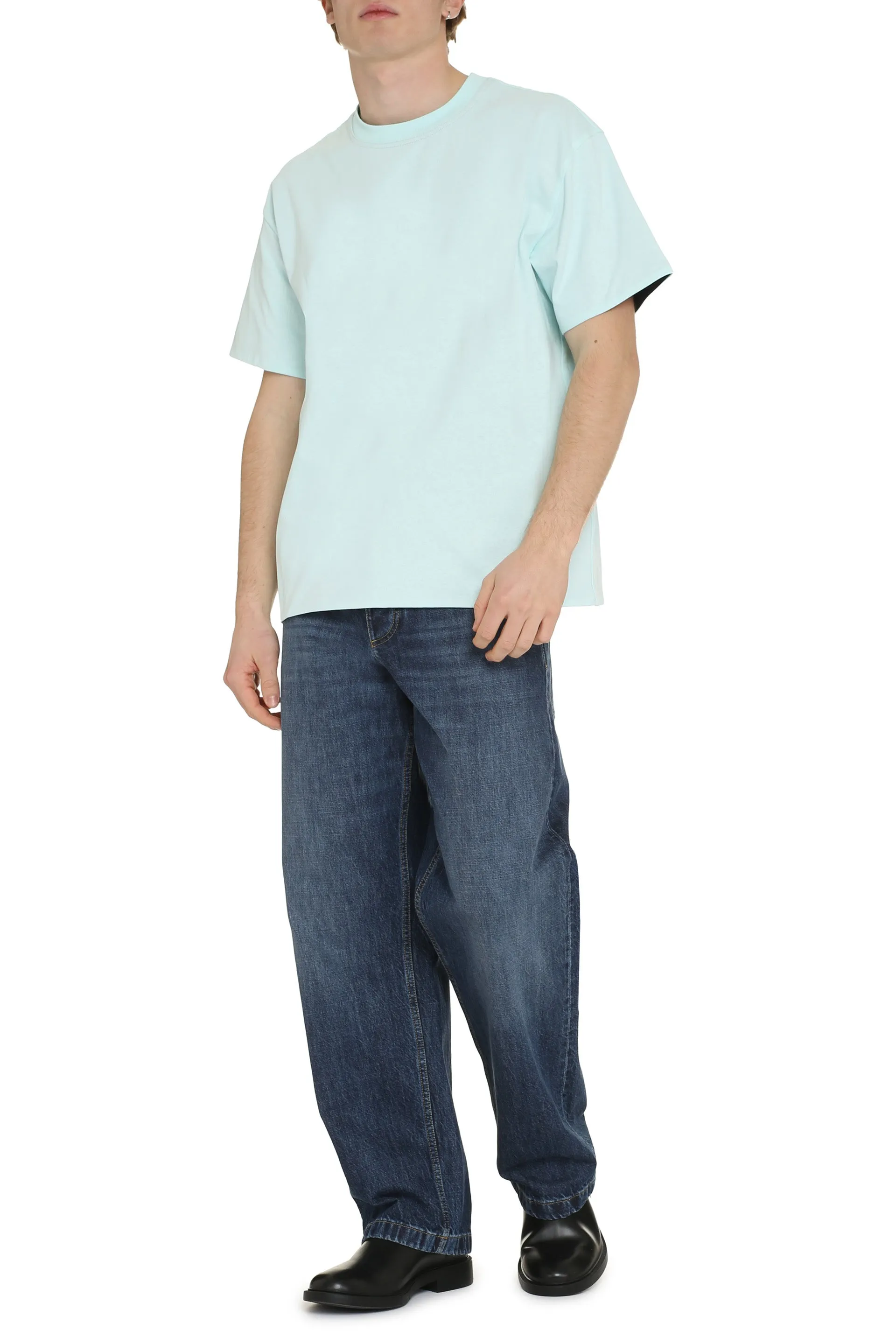 Light Blue Cotton Crew-Neck T-Shirt sold by Lord & Taylor product image thumbnail 3