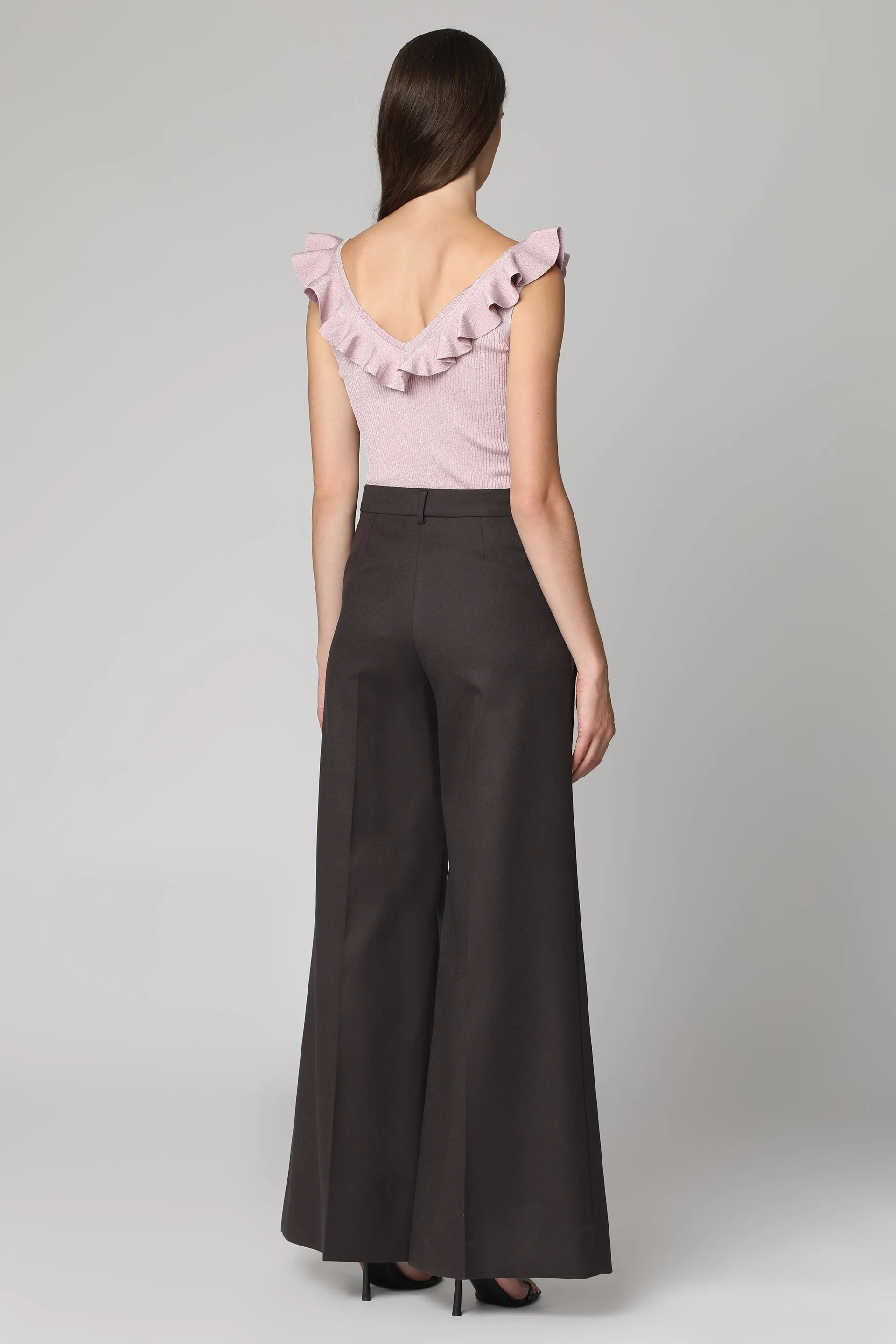 Brown Wool Wide-Leg Trousers sold by Lord & Taylor product image thumbnail 4