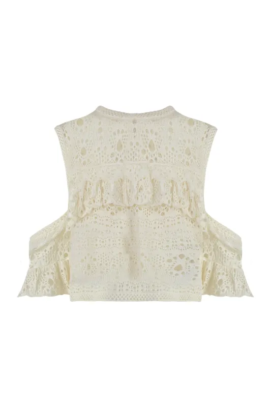 Ivory Crochet Knit Top sold by Lord & Taylor