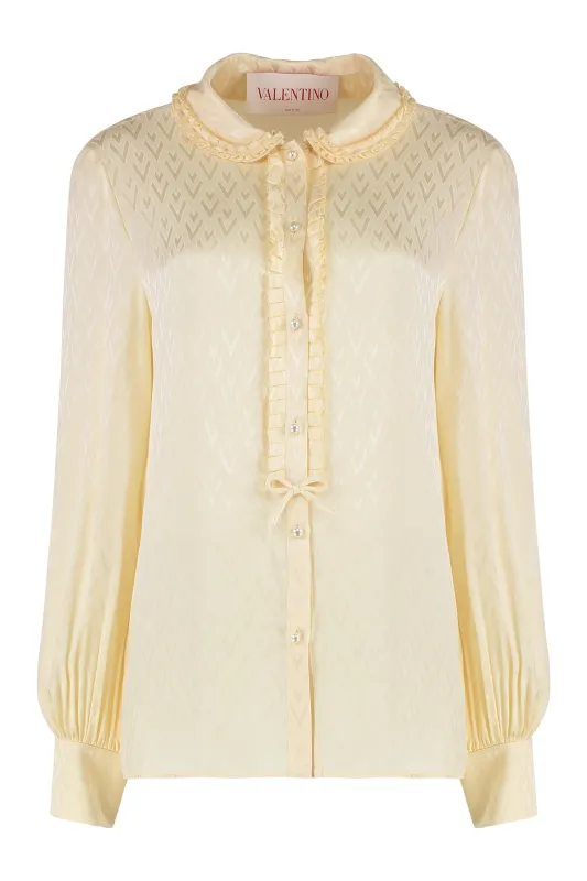 Toute la V Silk Ruffle Shirt sold by Lord & Taylor