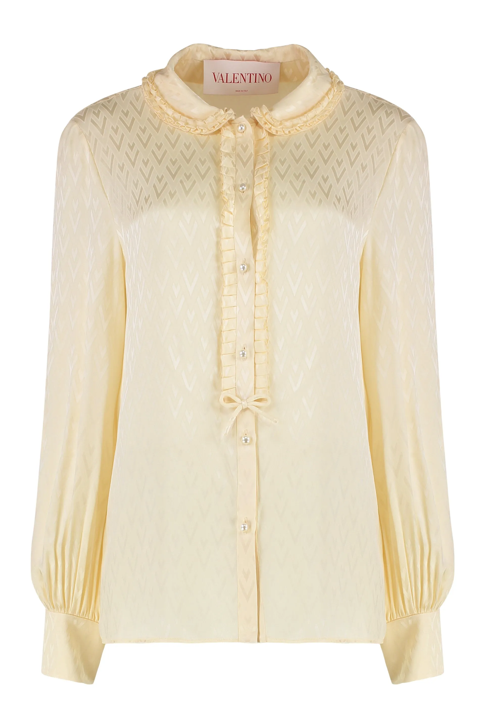 Toute la V Silk Ruffle Shirt sold by Lord & Taylor