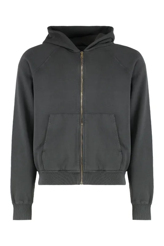 Gray Cotton Full-Zip Hoodie made by Prada