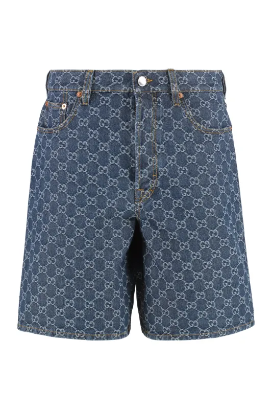 Jacquard Logo Denim Shorts sold by Lord & Taylor