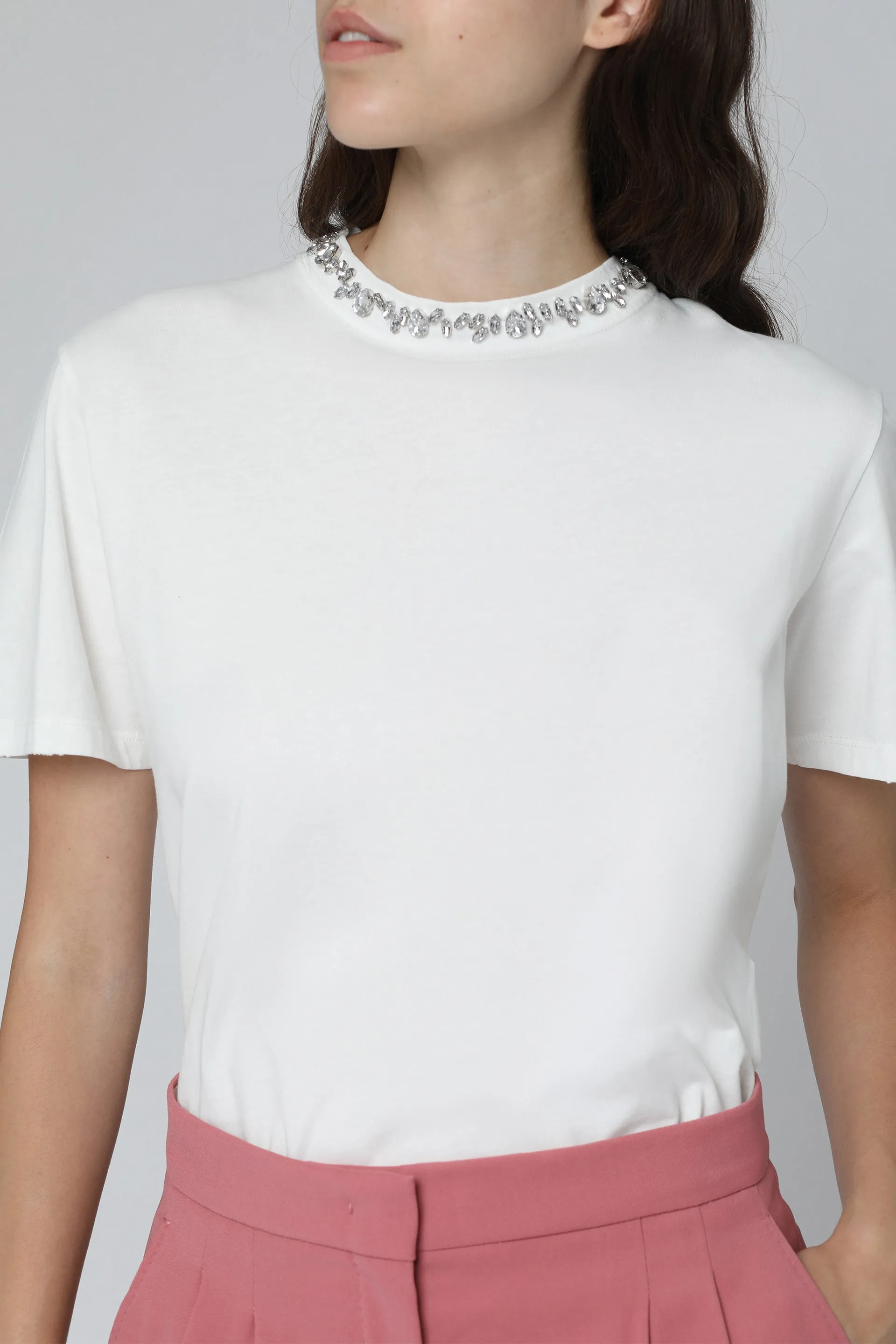Cotton Crew-Neck T-Shirt with Crystal Embroidery sold by Lord & Taylor product image thumbnail 5
