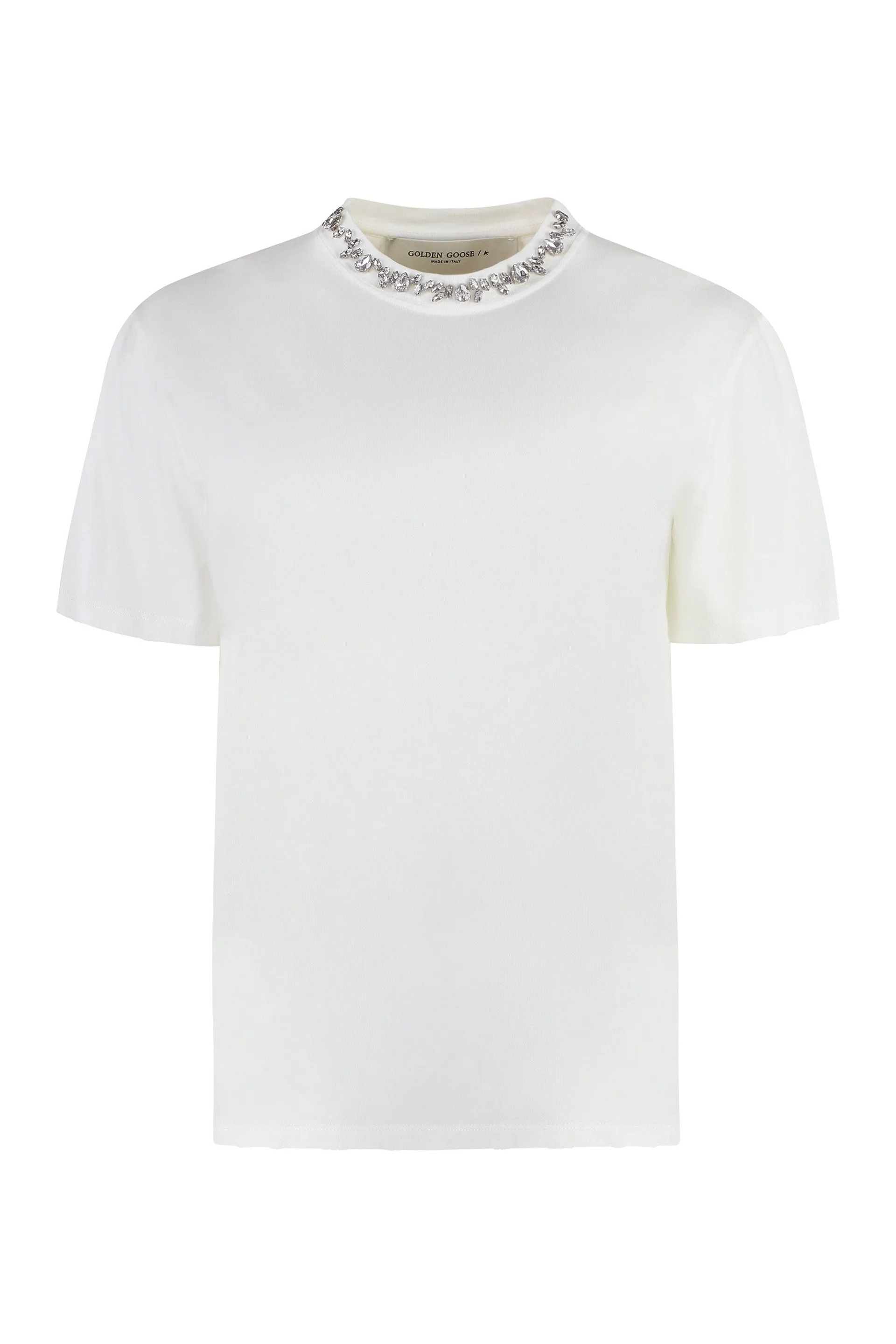Cotton Crew-Neck T-Shirt with Crystal Embroidery sold by Lord & Taylor