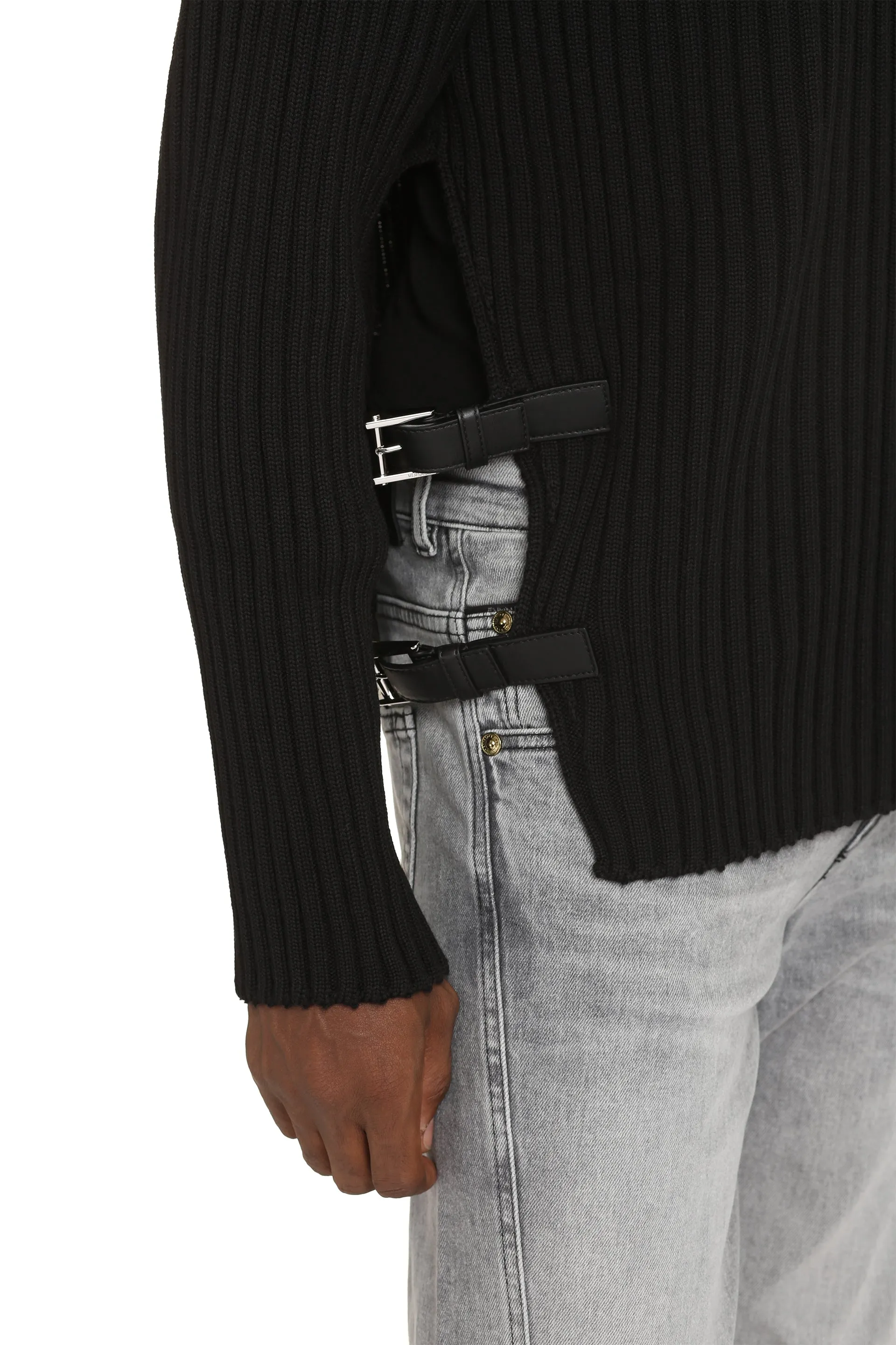 Crew-Neck Wool Sweater with Leather Trim sold by Lord & Taylor product image thumbnail 5