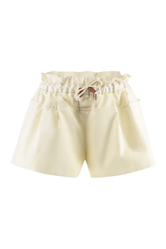 Drawstring Shorts with Faux-Leather Trim sold by Lord & Taylor