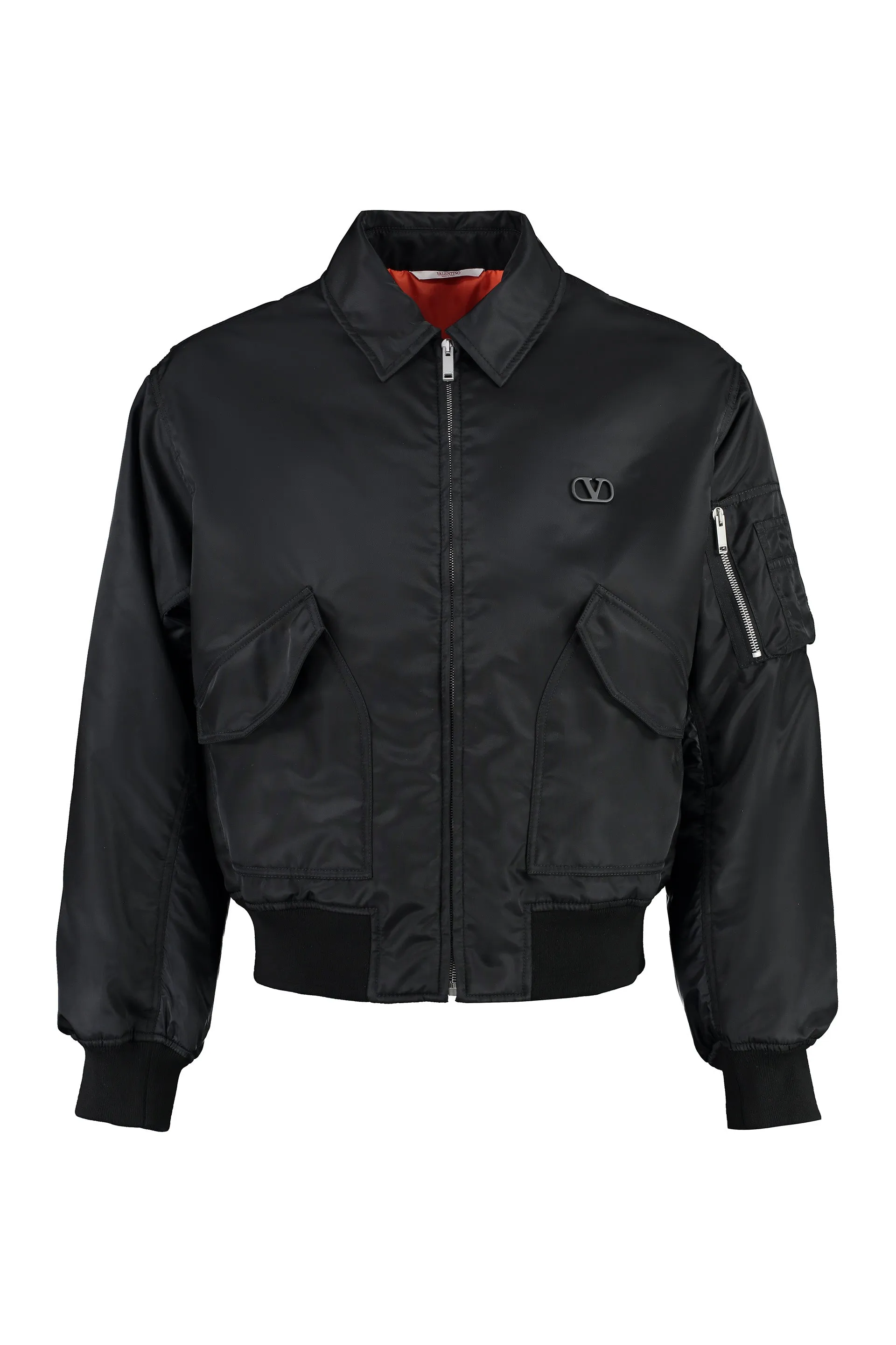 Black Nylon Bomber Jacket sold by Lord & Taylor