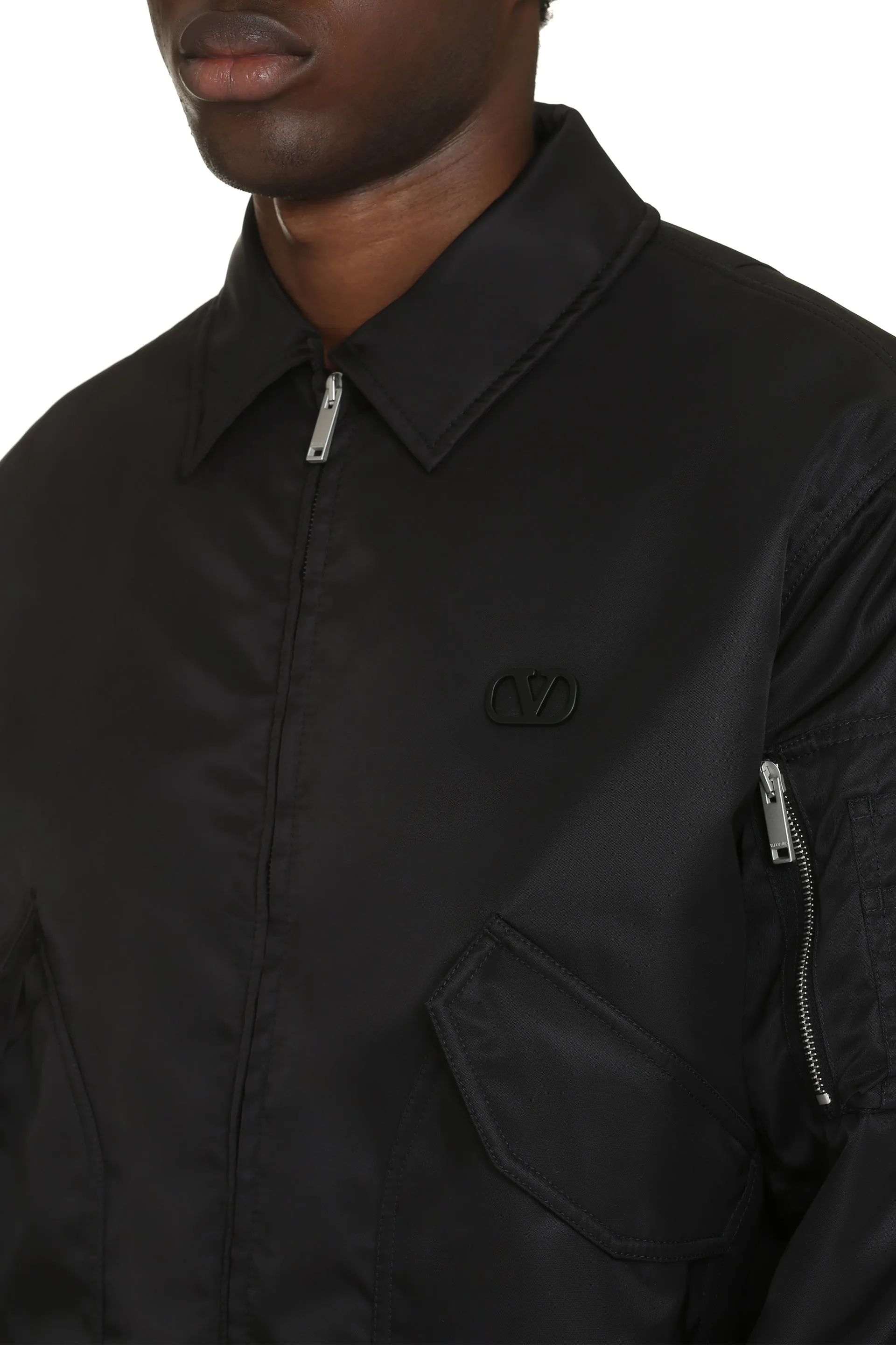 Black Nylon Bomber Jacket sold by Lord & Taylor product image thumbnail 5