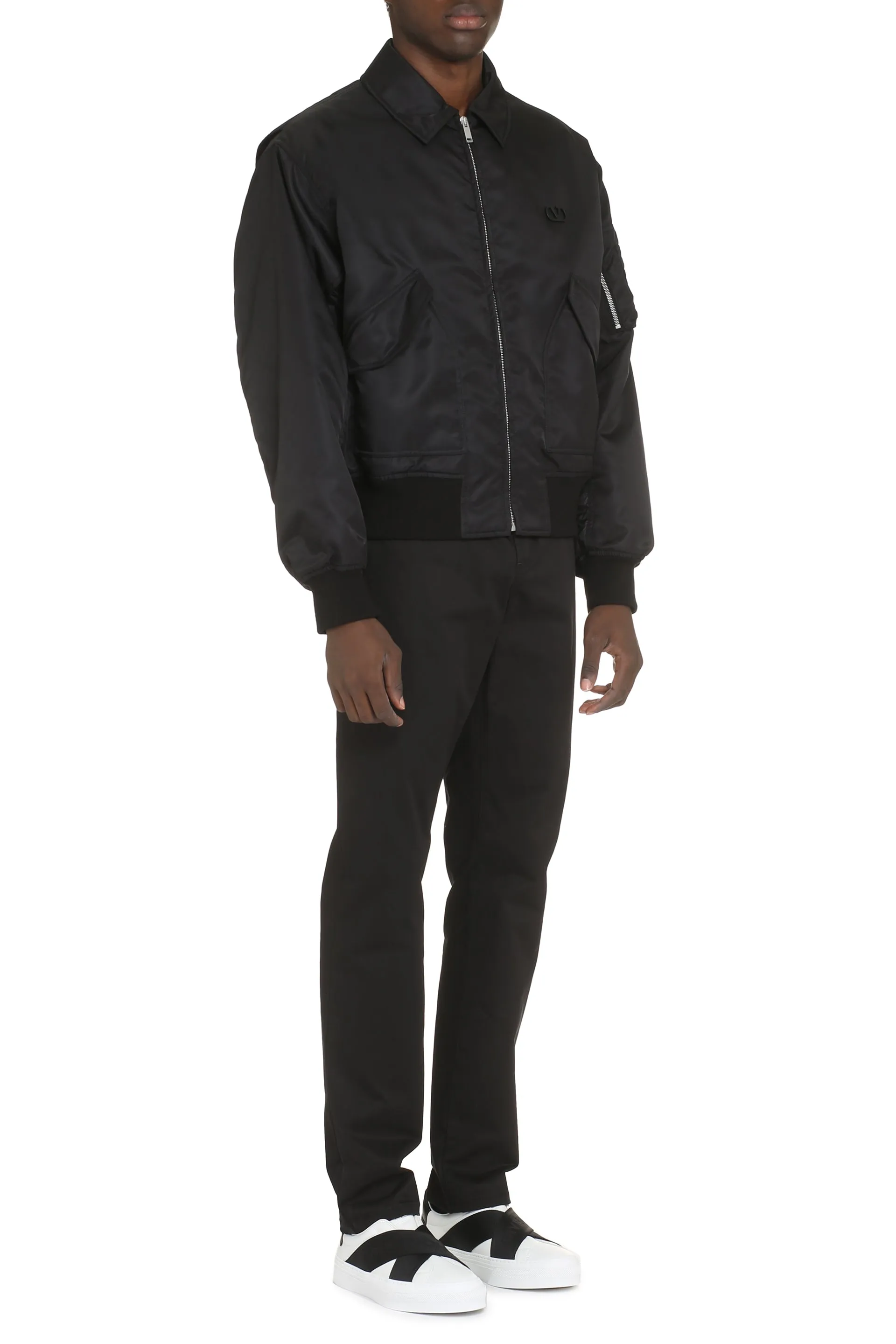 Black Nylon Bomber Jacket sold by Lord & Taylor product image thumbnail 3