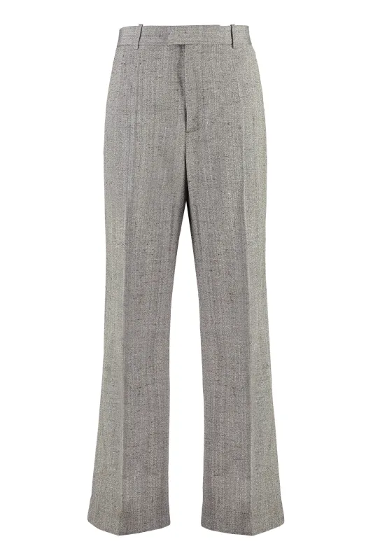 Gray Viscose-Silk Flared Trousers sold by Lord & Taylor